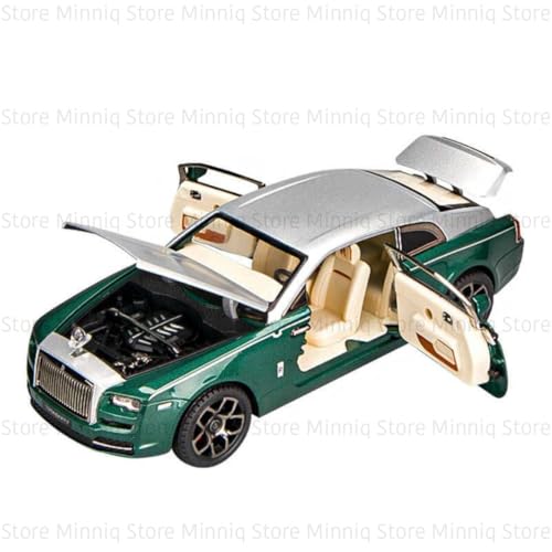 Image of 1:24 Rolls-Royce Spectre Diecast Metal Pull Back Car with 6 Openable Doors with Sound and Light Toy Decoration car Best Gift Toys for Kids (1:24 Rolls-Royce Wraith - Green)