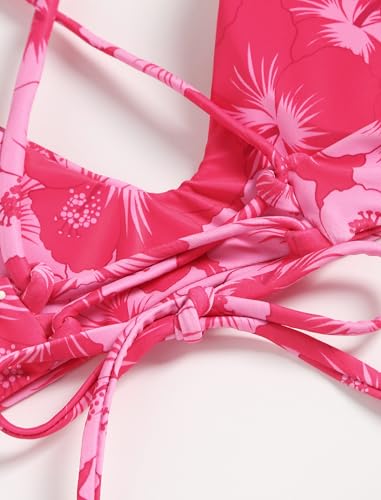 Image of ZAFUL Women's Tie Back Padded High Cut Bralette Bikini Set Two Piece Swimsuit