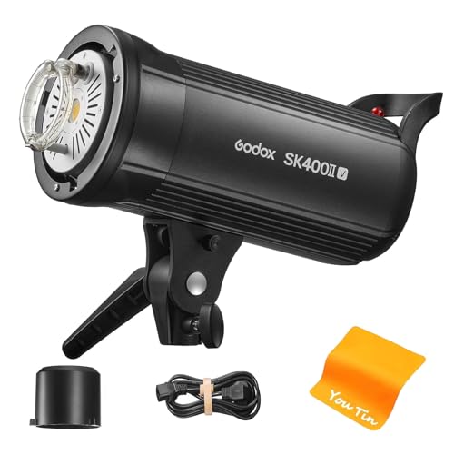 GODOX SK400IIV Flash de Studio LED 400W Monture Bowens, Système sans Fil 2,4 G X GN65 5600 ± 200 K Lampe Pilote LED Éclairage Vidéo Kit SK400II-V, GODOX SK400II V pour la Photographie en Studio