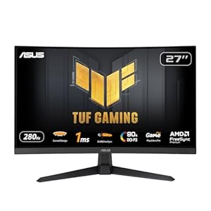 ASUS Moniteur de Jeu TUF Gaming VG27VQM1B – 27 Pouces Full HD, incurvé, 280Hz, ELMB, Temps de réponse 1ms, FreeSync Premium, 90% DCI-P3, DisplayWidget Center