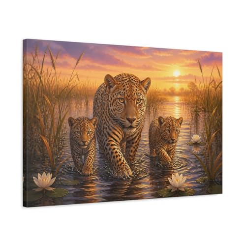 Toile léopard Moody Luxury réalisme saisissant grand tableau horizontal 3cm