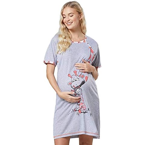 HAPPY MAMA. Women's Maternity Nursing Nightdress Breastfeeding Nightshirt. 366p (Apricot, UK 14, L) Cover