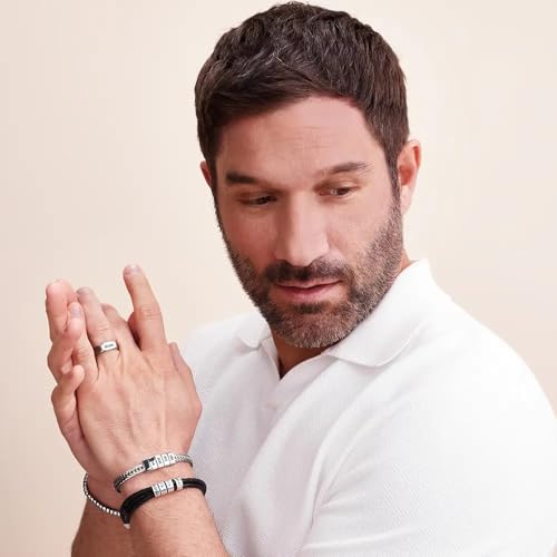 MYKA - Personalized Elements Beads Braided Bracelet - With Up to 5 Custom Inscriptions - Stainless Steel - Designer Jewelry for Him, Men - Dainty Gift for Christmas, Father's Day, Anniversary4