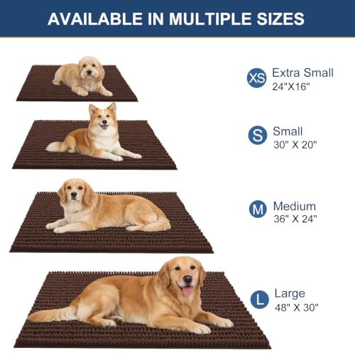 Image of OLANLY Dog Door Mat for Muddy Paws 24x16, Ultra-Absorbent Chenille Mud Mat