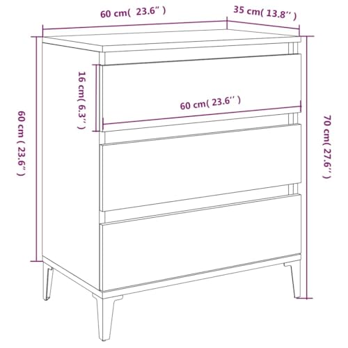 Aparador gris Sonoma con cajones y mueble auxiliar de madera de 60 cm 4