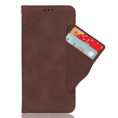 COQUE Case OnePlus Open Shell,Side Magnetic Multi-Slot Business Card Holder Wallet Case,Flip Phone Cover for OnePlus Open-Brown - Image 2