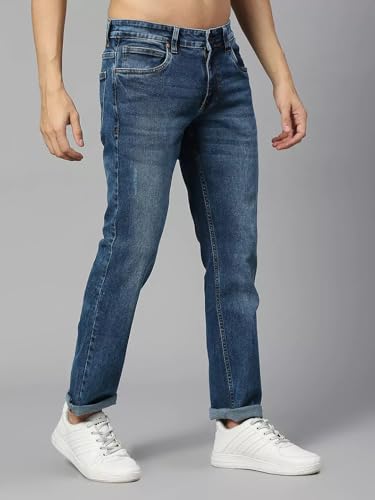 Image of Blue Jeans for Men Regular Fit - Cotton Jeans Pant for Men, Regular Denim Jeans for Boys - Light Fade Jeans for Men