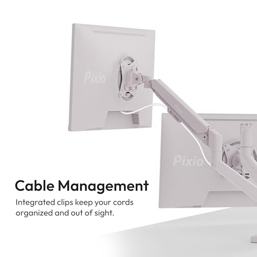 Image of Pixio PS1D Wave Pink Dual Monitor Arm Stand Desk Mount - Fits up to 32 inches Monitors and up to 19.8lbs. VESA Compatibility and Integrated Cable Management