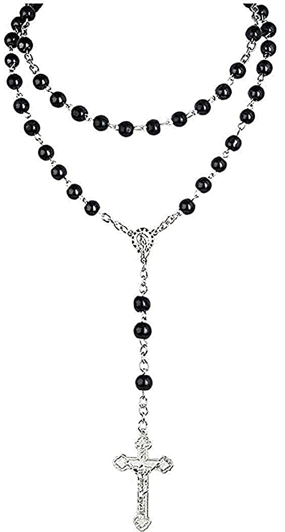 Spotlight Rosary Beads Jesus Cross Crucifix Black Crystal Link Christian Jewellery Locket Pendant Chain for Men and Boys (B09GFG3YBX) Amazon Price History, Amazon Price Tracker