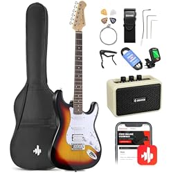 Donner DST-100S 39 Inch Full Size Electric Guitar Kit | Solid Body Sunburst, Beginner Starter, with Amplifier, Bag, Capo, Strap, String, Tuner, Cable, Picks