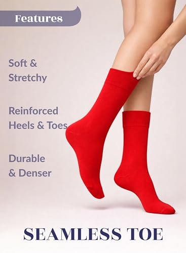Image of Hugh Ugoli Women's Thin Soft Rayon Derived from Bamboo Crew Socks for Dress, Trouser, Seamless Toe & Non-Binding, 5-8 /9-11