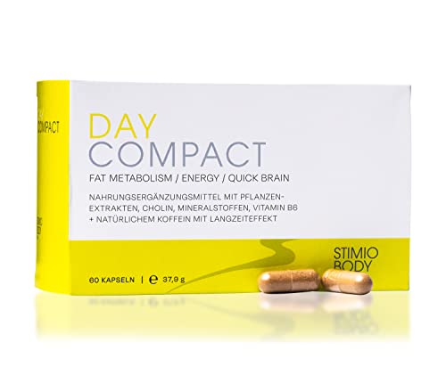 Stoffwechsel beschleunigen beim Abnehmen 'STIMIO bodyline DAY COMPACT' Stoffwechselkur Stoffwechsel Kapseln Tabletten Cholin, Guarana, Grüner Tee, Grüne Kaffeebohnen - Extrakt, Vitamin B6