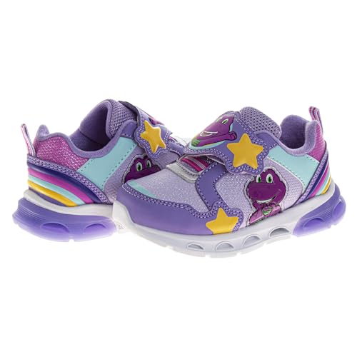 Josmo Barney The Dinosaur Sneakers Laceless LED Light Up Shoe - Lightweight Breathable Slipon Athletic Shoes for Kid Girls (Sizes 5-10 Toddlers)4