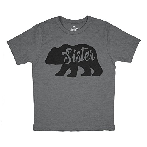 Toddler Sister Bear T Shirt Cute Funny Family Tee for Little Sister Funny Kids Shirts Cool Sister Apparel Childrens Graphic Tees Dark Grey 3T