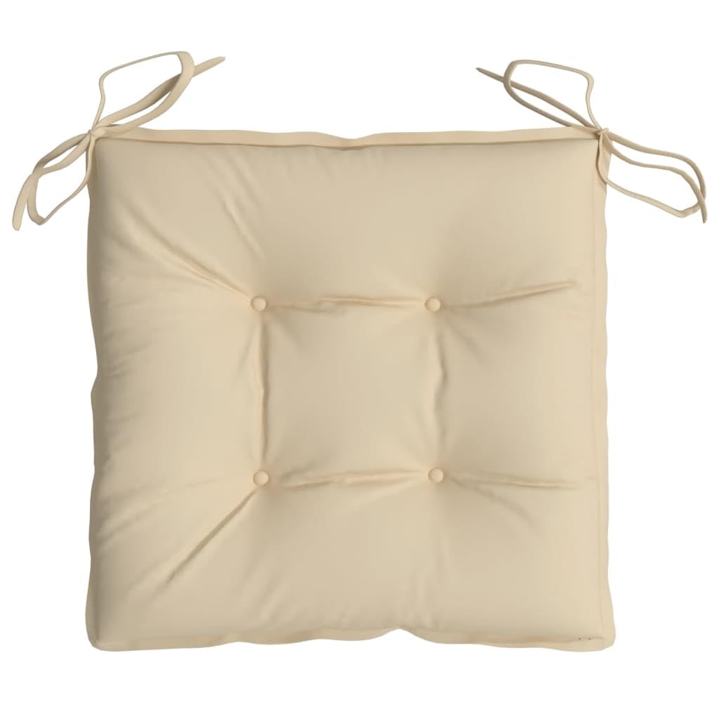 vidaXL Lot de 4 Coussins de Chaise, Galette de Siège avec Jeux de Cordes, Coussin d'Extérieur Imperméable, Beige 40x40x7 cm Tissu Oxford