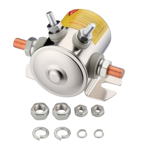Max 300A 4 Terminals Continuous Duty Solenoid Relay Nickel-Plating for Golf Carts, Winch, Marine Heavy Duty in Rush 12 VDC E-Z-GO Gas Marathon Models w/ 2 or 4-Cycle Engines