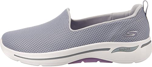 Image of Skechers Women's Go Walk Arch Fit - Grateful, Gray /Lavender, 11