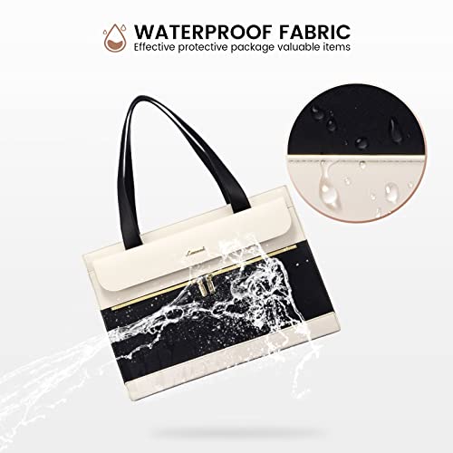 Image of LOVEVOOK Laptop Tote for Women - 15.6 Inch Professional Leather Computer Briefcase - Waterproof Shoulder Bag - Large Capacity Business & Office Bag