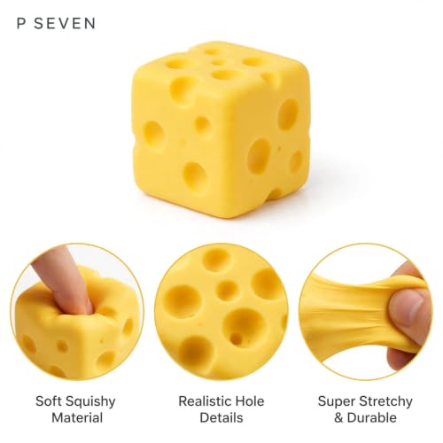Image of P Seven Cheese Cube Squishy Toy Stress Relief Soft TPR Squeeze Toy