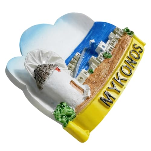 Imán decorativo de refrigerador Mykonos Grecia souvenir miniatura 3
