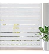 Lifetree Window Film Privacy for Glass Windows Frosted Static Cling Stripe Patterns Priavcy No Gl...