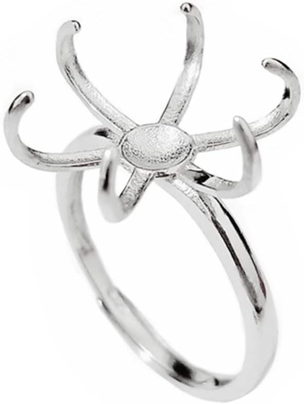 Ring Blank (16x16mm Round Blank) Adjustable Ring Blank Long-Lasting White Gold Plated 925 Silver Ring Base R940B