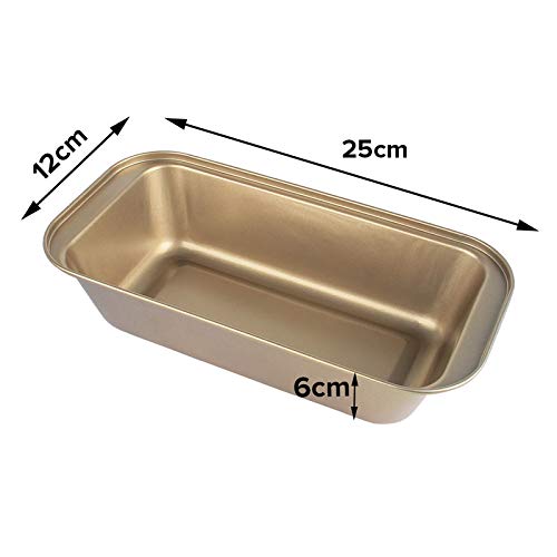 FineDecor Nostick Loaf / Bread / Toast Pan, Carbon Steel Bakeware Bread Toast Mould Baking Pan (25*12*6 cm), Gold, FD 3123
