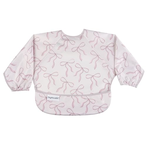 Image of Tiny Twinkle Long Sleeve Bib for Babies & Toddlers | Waterproof Smock Bib for Eating | Machine Washable & Mess-Proof Feeding Essentials | Newborn Shower Gift (Bows, Small 6-24 Months)