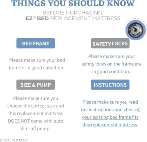 Image of Simpli Comfy Queen Replacement Air Mattress with Built-in Pump - Compatible with EZ Bed, Use Alone or with Frame, Fast Inflation, Portable and Easy Storage