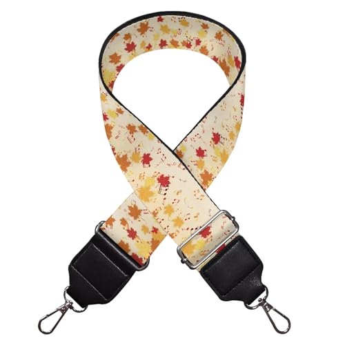 Image of Talayituse Maple Leaf Music Note Print Shoulder Strap Thanksgiving Decoration Wide Purse Bag Strap Adjustable Replacement Belt Luggage Crossbody Shoulder Bag Strap for Women Girls