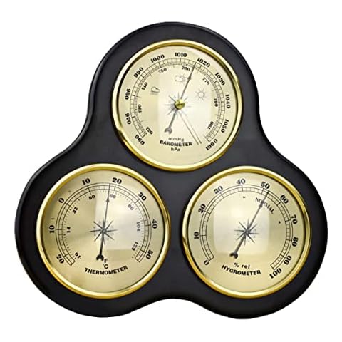 RUNLAIKEJI Barometer Thermometer Hygrometer,3 in 1 Hanging Weather Barometer,Barometers for The Home with Thermometer and Hygrometer,No Battery,Suitable for Living Room, Bedroom, Hallway, Garden Cover