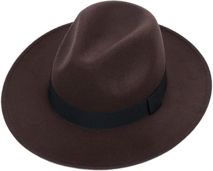 Image of Paper Wool Wide Brim Trilby Felt Jazz Fedora Hats for Women & Men