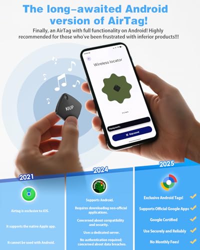 KIUP Air Tags 4-Pack (Android, UWB, 2-Year Battery) — view 2