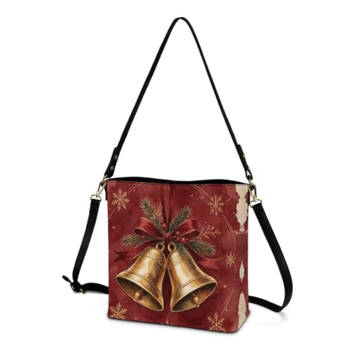Image of HUGS IDEA Boho Bags for Women Leather Handbag Shoulder Bucket Crossbody Purse