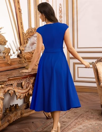 DRESSTELLS Dames Kerstjurk Vintgae Rockabilly Jurken A-Line Petticoat Feestelijke Avondjurken Elegant voor Bruiloft Bourgondië XL