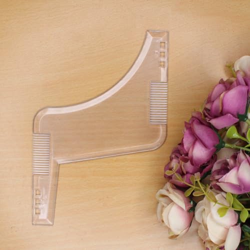 Image of Prime Beard Shaping & Styling Template Comb - Hair Lineup Tool - Beard Stencil Guide - Perfect Line Up & Edging - Men & Boys - Transparent - Plastic