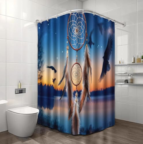 Rideau de douche bleu nuit de qualité supérieure en polyester imperméable et durable - 5