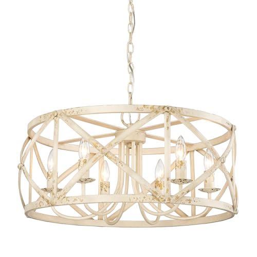 Golden Lighting Alcott 6-Light Chandelier in Antique Ivory and Antique