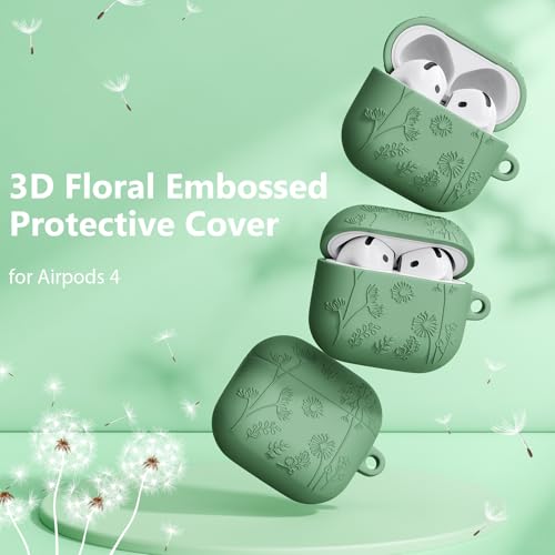 Image of Floral Case for Apple Airpods iPods 4 Case Cover Women-VISOOM 2025 3D Silicone Airpod iPod 4th Generation Protective Cases Cute with Keychain for AirPod Earbuds 4th Gen Wireless Charging Cases