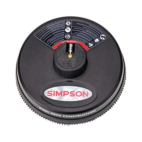 Simpson Cleaning 80165 Universal 15" Steel Pressure Washer Surface Cleaner for Cold Water Machines, 1/4" Quick Connection, Recommended Min 2200 PSI up to Max of 3700 PSI, Black Cover