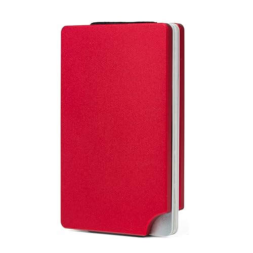 Image of Minimalist Carbon Fiber Wallet for Men, Money Clip Cash Strap Wallet, RFID Blocking Metal Wallet Aluminum Card Holder,Front Pocket Wallet(Matte Red)