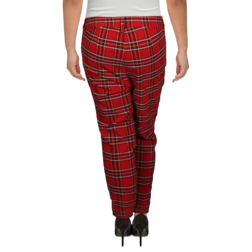 Tommy Hilfiger Womens Plus Plaid Stretch Skinny Pants Red 24W3