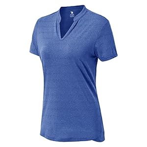 YSENTO Womens Running Sport T-Shirts Korte Mouw Gym Workout Yoga Tops V-hals Actieve Tee – blauw – M