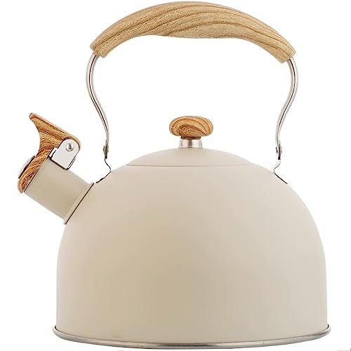 Hervidor de agua para estufa, tetera de acero inoxidable de 2,5 l con silbato, para preparar té y hervir agua, compatible con estufas de gas, cocinas de inducción y cocinas de gas (color: Siyah, tama