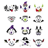 Unomor Halloween Pumpkin Decorating Craft Kit Stickers – Makes 24 Pumpkins (12 Designs with 2 Sizes & 30 Wood Sticks) Halloween Party Supplies Trick or Treat Party Favors