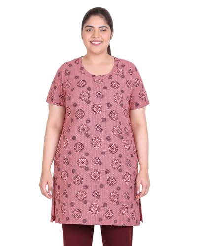 Image of In Love Women's All-Over Printed Cotton Plus Size Longline T-Shirt with Pockets