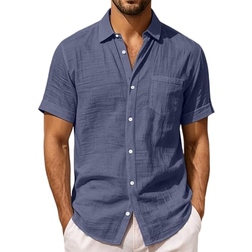 Linen Short Sleeve Casual Dress Shirt