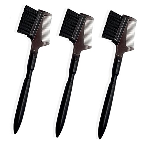 3pcs 2-in-1 Eyelash Comb & Eyebrow Brush Professional Makeup Tool for Define Lash & Brow For Beauty Girl and Lady(Black)