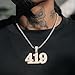 3UMeter Diamond Number Necklace Iced Out Pendant Necklaces with Tennis Chain Custom Chain for Men