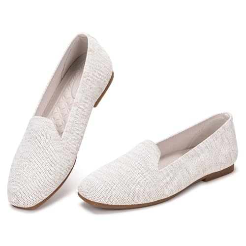 Image of Frank Mully Women's Loafer Flats Square Toe Comfortable Office Work Shoes, Cute Penny Loafer Slip On Walking Driving Shoes